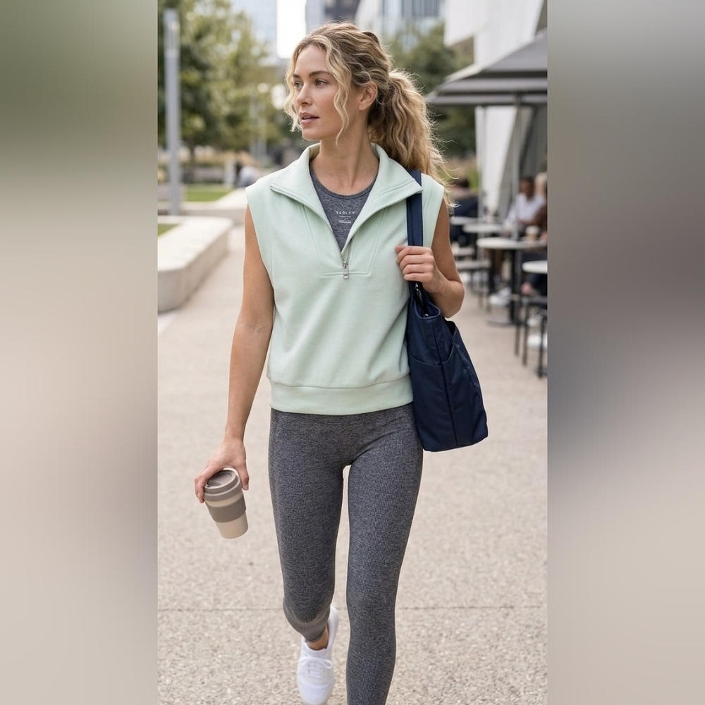 Varley Loretta Half-Zip DoubleSoft Vest Shell in Pistachio - NWT